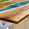 Oval Walnut Resin River Dining Table Thumbnail