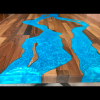 Walnut & Blue/Green Resin River Dining Table Thumbnail