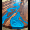 Walnut & Blue Resin River Dining Table Thumbnail