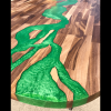 Walnut & Green Resin River Dining Table Thumbnail
