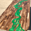 Walnut & Green Resin River Dining Table Thumbnail