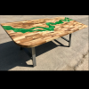 Walnut & Green Resin River Dining Table Thumbnail
