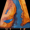 Live Edge Yew Wood & Blue Resin River Console Table Thumbnail