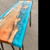 Live Edge Yew Wood & Blue Resin River Console Table SOLD Thumbnail