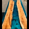 Double Yew Slab & Reef Blue Resin River Dining Table  (SOLD) Thumbnail