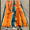 Yew Wood & Blue Reef Resin River Dining Table Thumbnail