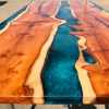 Yew Wood & Blue Reef Resin River Dining Table Thumbnail