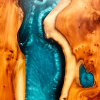 Yew Wood & Blue Reef Resin River Dining Table Thumbnail