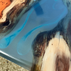 Yew Wood & Blue Resin River Side Tables (Pair) Thumbnail
