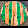 Circular Yew & Green Resin River Dining Table (SOLD) Thumbnail
