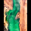 Circular Yew & Green Resin River Dining Table (SOLD) Thumbnail