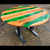 Circular Yew & Green Resin River Dining Table (SOLD) Thumbnail