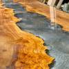 Burr Elm & Terminator Silver River Dining Table Thumbnail