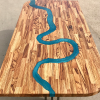 Zebrano & Blue Resin River Dining Table - Thames Thumbnail