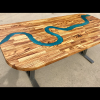 Zebrano & Blue Resin River Dining Table - Thames Thumbnail
