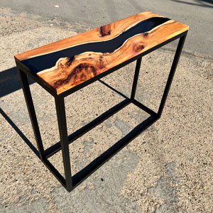 Yew Console Table  & Smokey Grey Resin