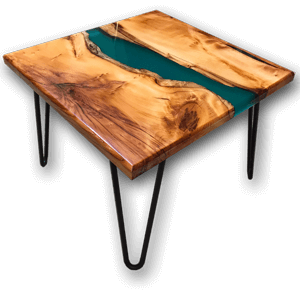 Yew Wood & Green Resin River Side Table (SOLD)