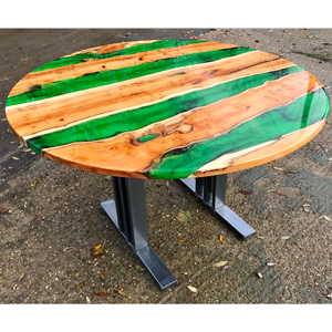 Circular Yew & Green Resin River Dining Table (SOLD)