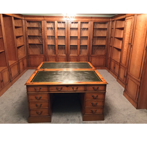 Yew Library Bookcases and Desk Set